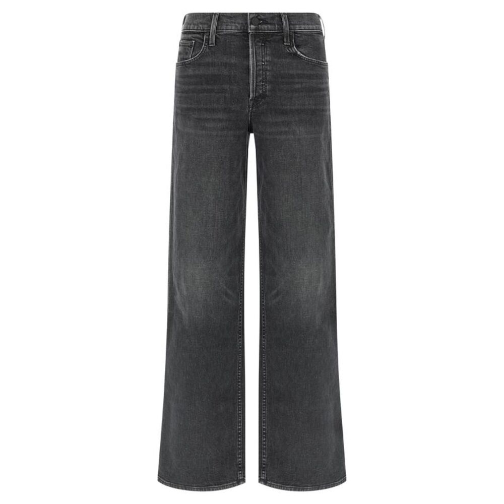 Mother Denim Black Cotton Straight-Leg Women's Jeans